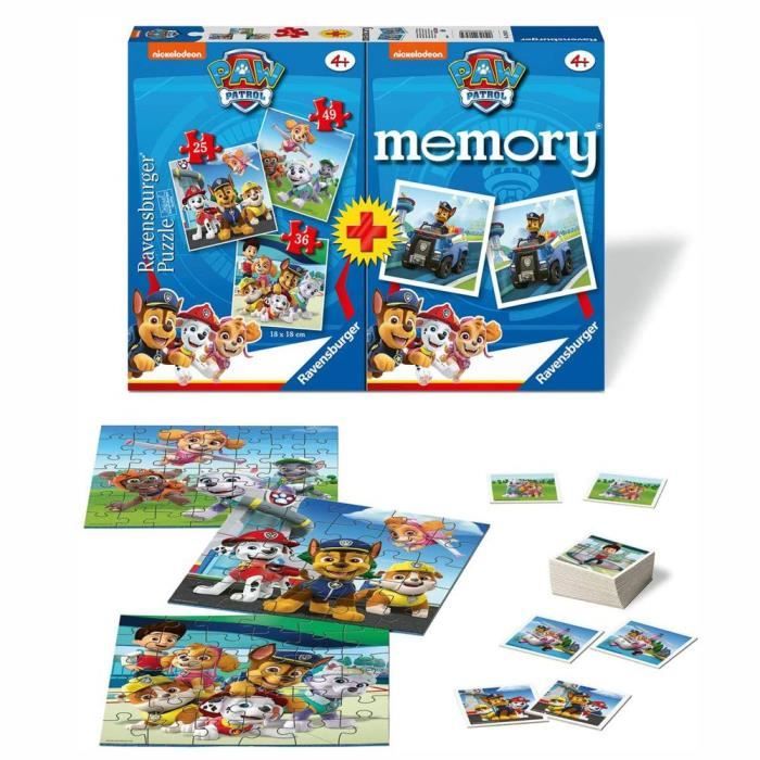 Puzzle et Memory Boîte - Ravensburger - Pat Patrouille - 3 puzzles de 25 36 et 49 pièces Puzzle et Memory Boîte - Ravensburger - Pat Patrouille - 3 puzzles de 25 36 et 49 pièces