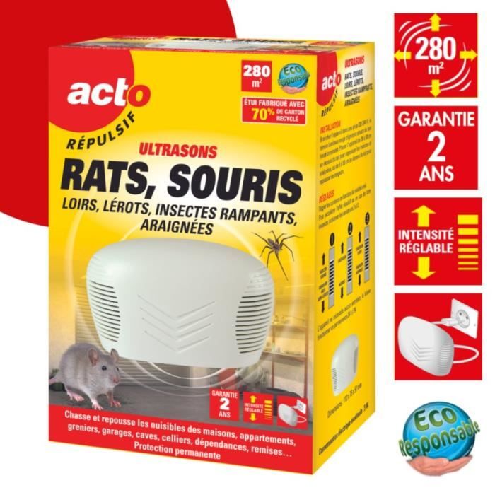 RÉPULSIF ULTRASONS PROFESSIONNEL RATS - SOURIS - COFFRAGE ACIER