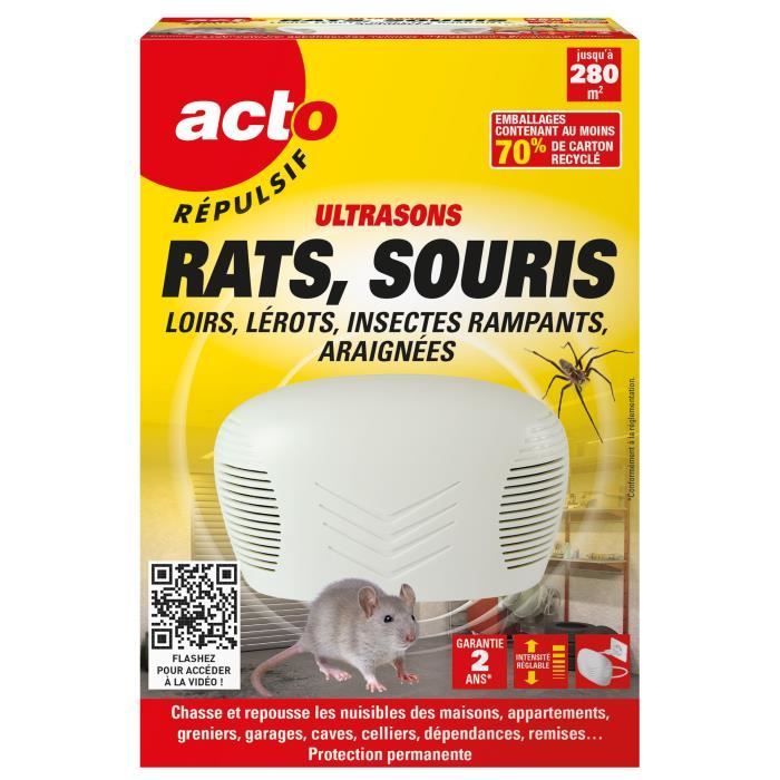 RÉPULSIF ULTRASONS PROFESSIONNEL RATS - SOURIS - COFFRAGE ACIER