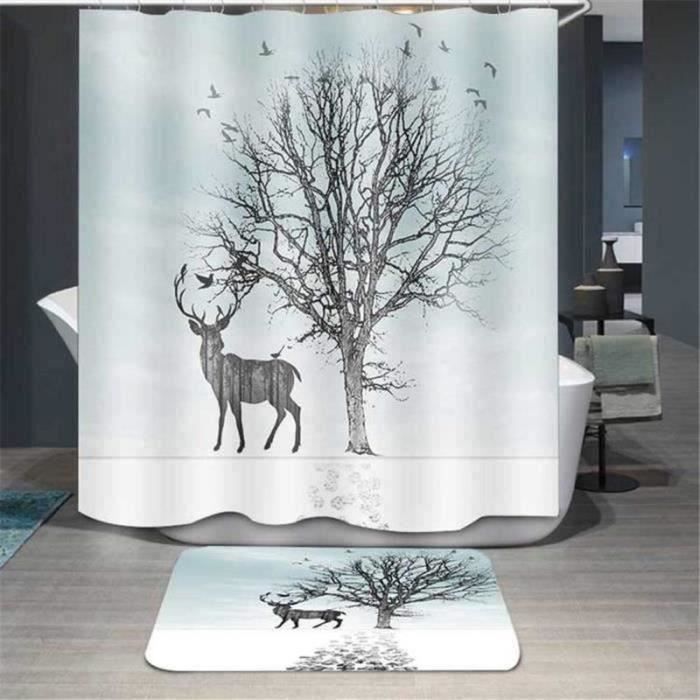 Rideau de douche anti-moisissure cerf - polyester - 180 x 200 cm gris Wenko
