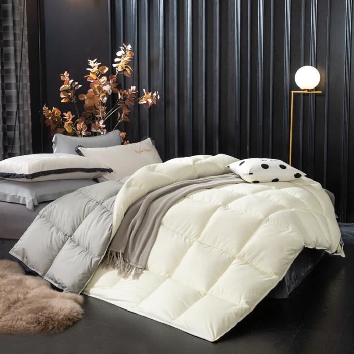 Couette 4 Saisons Microfibre 220x240 Cm - Noir - Pour Lit 2 Personnes - Chaude Et Respirante