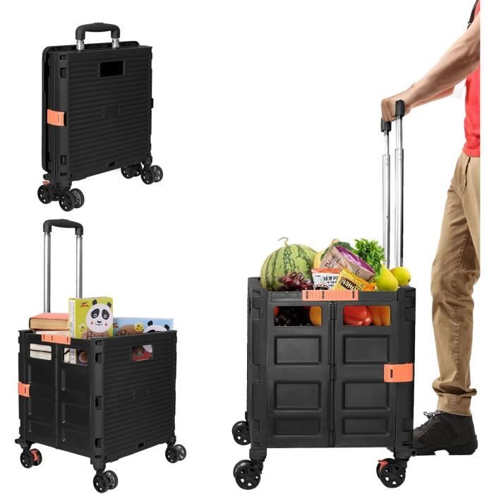 Chariot De Courses Pliable Grande Capacité - 27 Kg, Roues Tout-terrain Pour Plage Ou Camping