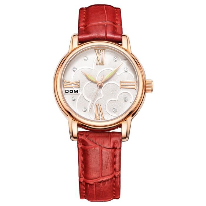 Montre Femme Rétro à Affichage LED Rouge - Bracelet Cuir Blanc, Argent, Quartz, Très Bon état