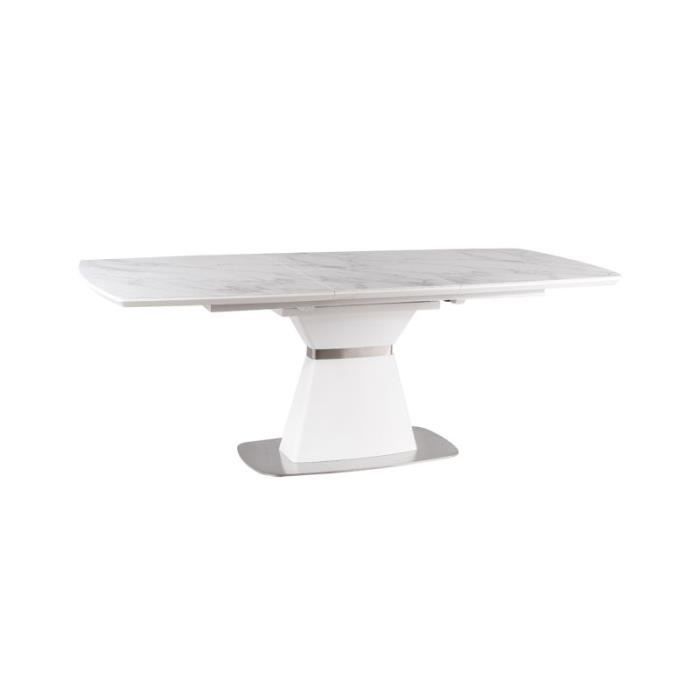 signal table céramique saturn ii blanc effet marbre / blanc mat 160 (210) x90 - 5901477288234