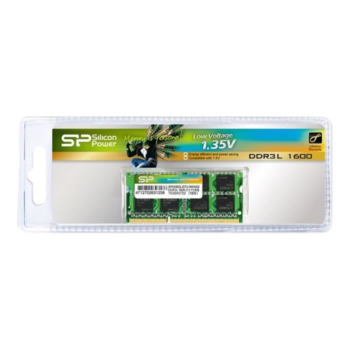 SILICON POWER DDR3L module 4 Go SO DIMM 204 broches 800 MHz / PC3L 12800 1.35 V mémoire sans tampon non ECC - vue 3