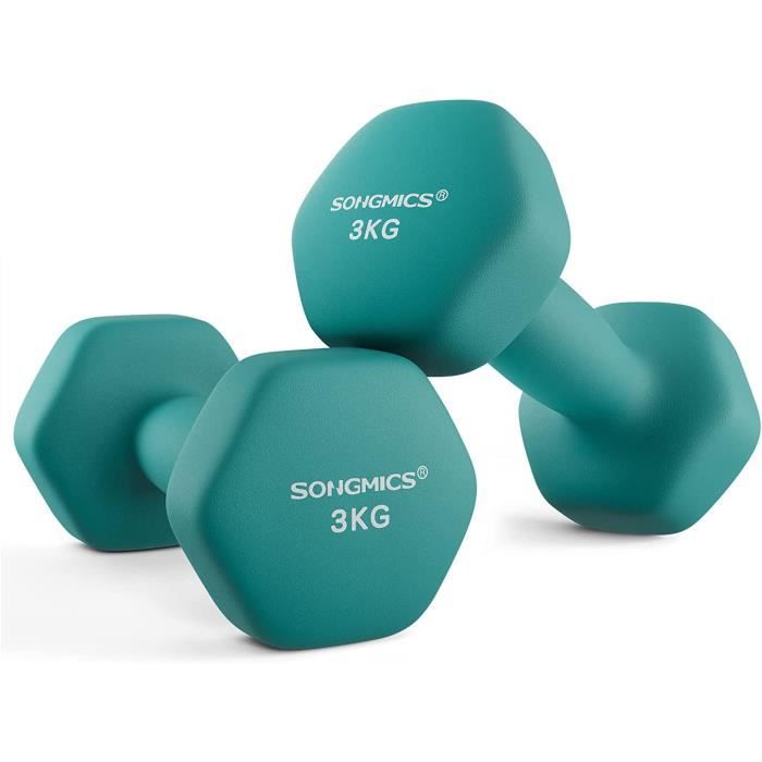 Haltères hexagonaux SONGMICS - Lot de 2 x 3 kg - Vinyle de qualité inodore