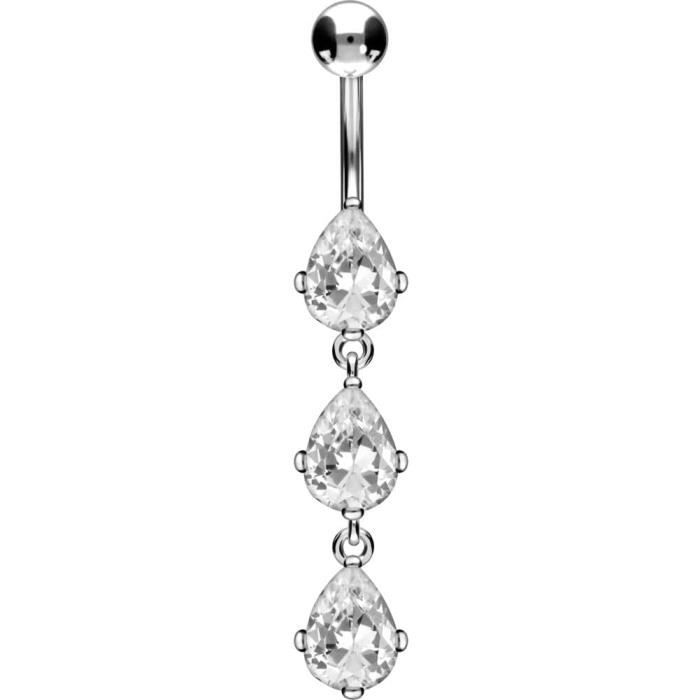 Piercing Nombril Titane Avec Papillon - Argent 925 Hypoallergénique Pour Peau Sensible - Tige 1.6mm