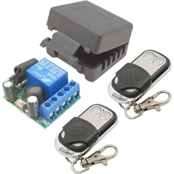 Mini Interrupteur Sans Fil RF 433 MHz - Relais 1A, Tension 3.5-12V - Télécommande Incluse - Pour Domotique, Motorisation