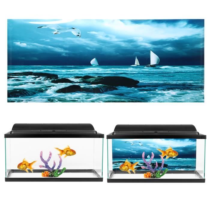Meilleurs prix pour SURENHAP Affiche d'aquarium PVC adhésif mer bateau voile motif aquarium fond affiche autocollant animalerie figurine 122*50 cm