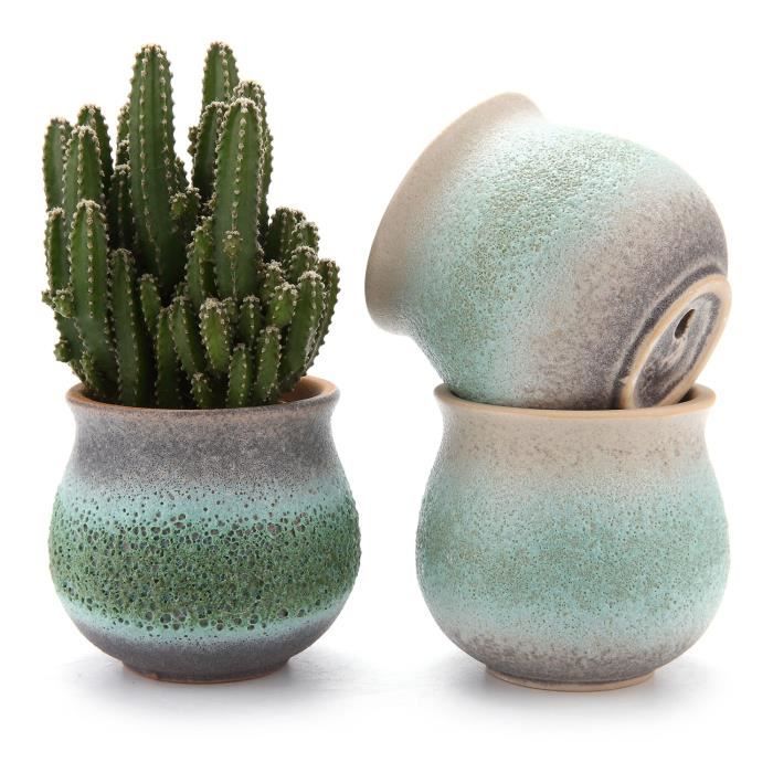T4U 7cm Pot de Fleurs Succulente en C/éramique Blanc Collection NO.31 Pot de Fleurs Cactus R/écipient Jardini/ère avec bacs en Bambou Paquet de 6