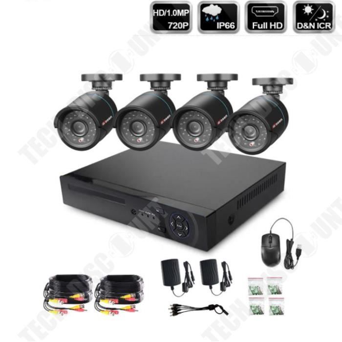 Kit de sécurité pour caméra - ensemble de caméras IP Full HD 4 NVR - disque  dur de 500