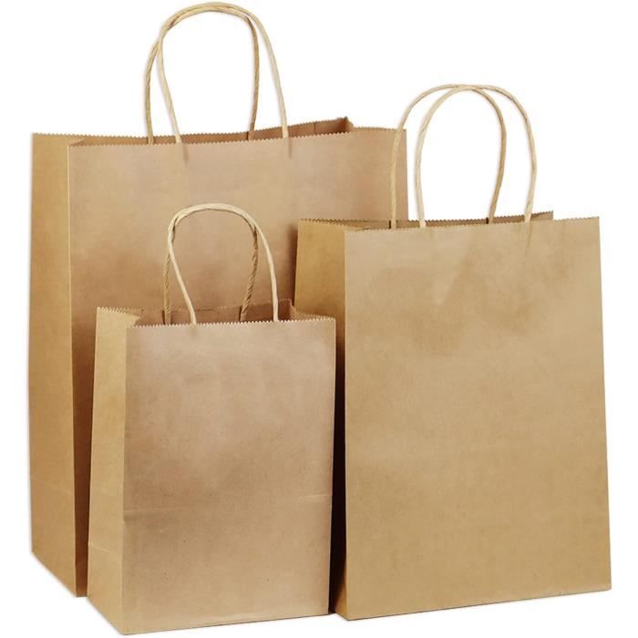 Lot De 30 Sacs Cadeaux Pour Bouteilles De Vin En Papier Kraft Avec Poignées Et Fenêtre Transparente