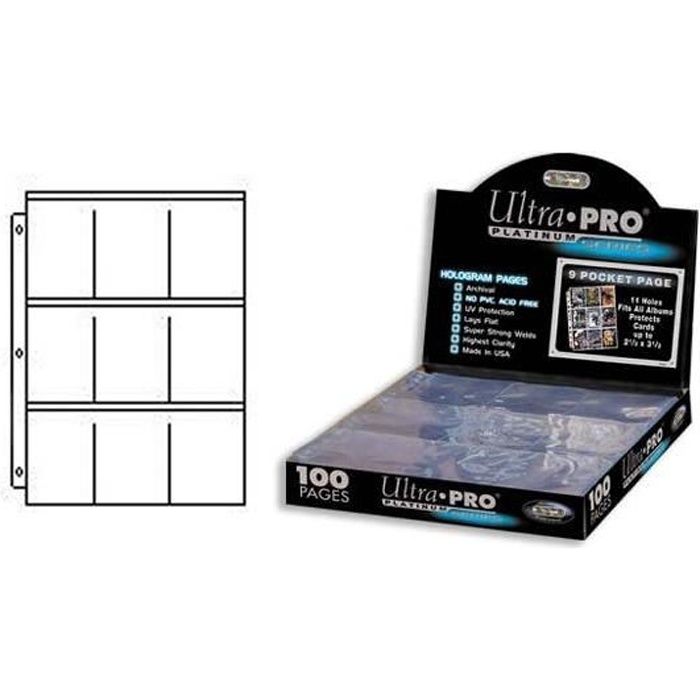 Ultra pro - 9-card pages platinum '11 hole' - display 100 pces