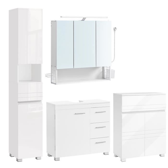 Salle de bain complète Ensemble de 4 Meuble de Salle de Bain Meuble sous Lavabo Meuble de Toilettes Armoire Murale Blanc Salle de bain complète Ensemble de 4 Meuble de Salle de Bain Meuble sous Lavabo Meuble de Toilettes Armoire Murale Blanc