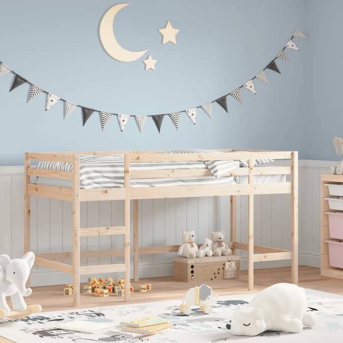 vidaXL Lit Mezzanine Enfants Échelle Lit Surélevé pour Enfants Meuble de Rangement Chambre Moderne Marron 90x190 cm Bois 835901