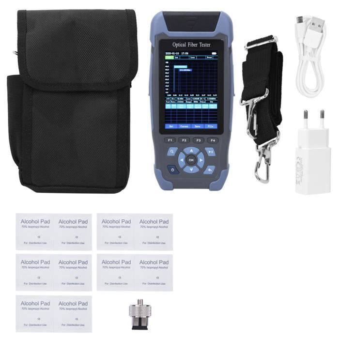 Mini OTDR Réflectomètre Fibre Optique 1550nm - Écran Tactile 3.5" - Testeur VFL/OPM - Portable - 9