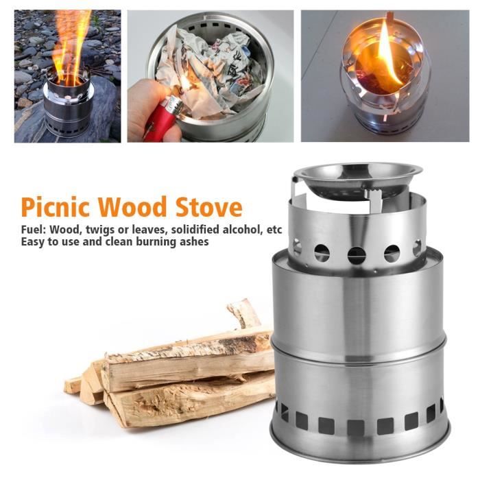 Poêle à bois - AUTREMENT - Pliable - Acier inoxydable - Portable