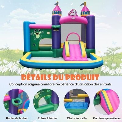 GOPLUS Château Gonflable Toboggan et Zone de Saut