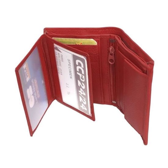 Portefeuille Mini Cuir Vachette – Format Carte, 3 Volets, 10 Emplacements Cartes | Idéal Poche, Cadeau Homme/femme, Noir