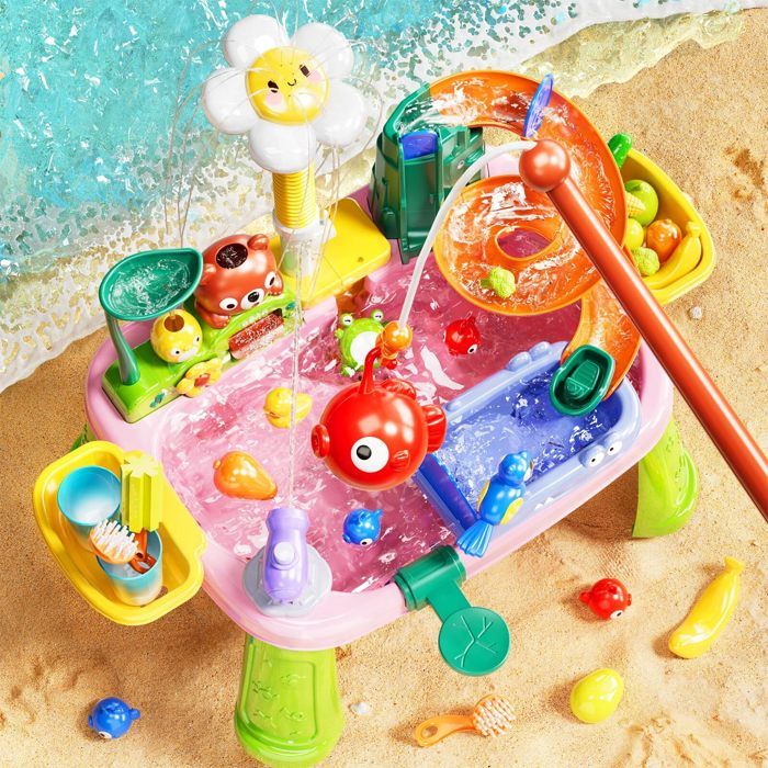 Table D'Eau Et Sable Électrique ZVD - 43 Pièces - Pompe Et Eau Courante - Pieds Réglables - Dès 3 Ans (Vert)