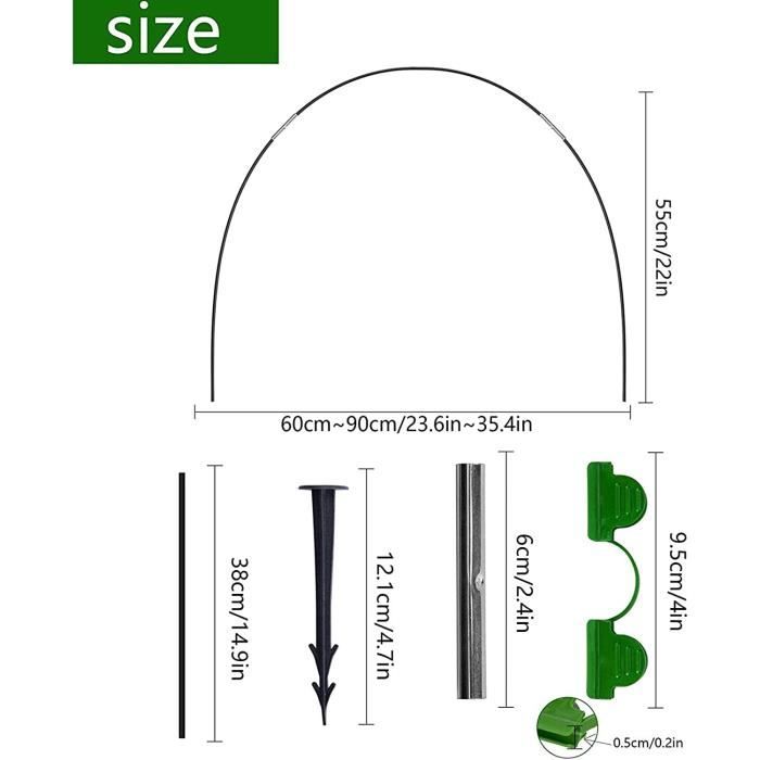 Cerceaux Serre Tunnel 36 Pièces - Fibre De Verre Pliable - Pour Tomates Fraises Potager Protection Plantes