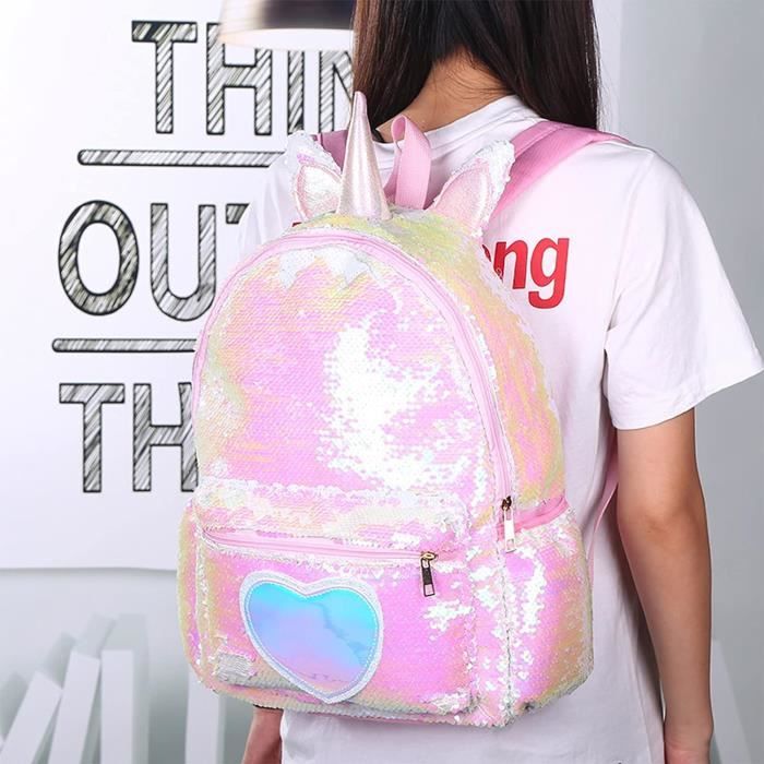 Filles Sequin Sac A Dos Licorne Casual Sac A Dos Fille Paillettes Cartable Pour Filles Rainbow Sequin Student School Bag Mod u3244 Cdiscount Bagagerie Maroquinerie