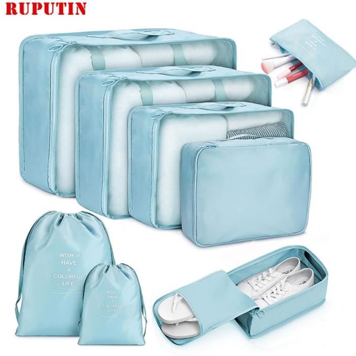 Taille Bande Sac de rangement de voyage 8 pieces sac de rangement de voyage pour cosmetiques