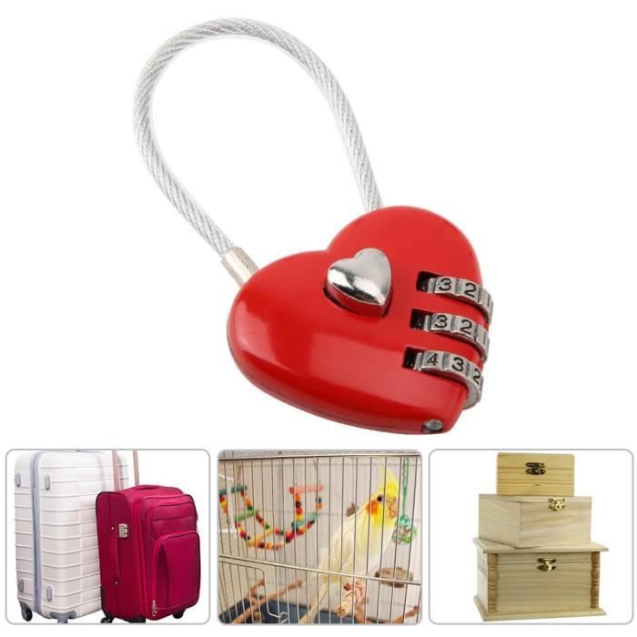 Mini Cadenas à Clé En Forme De Cœur Rouge Diamanté - Style Fantaisie Pour Valise, Casier, Boîte à Bijoux