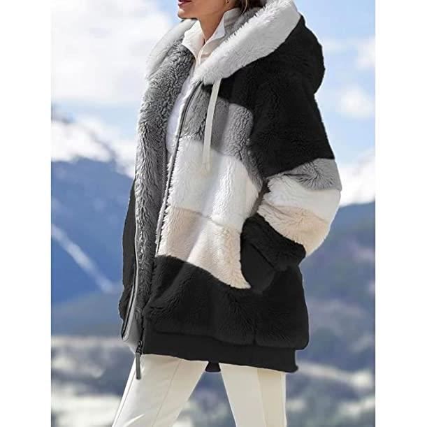 Veste Polaire à Capuche Femme - Zippée, Avec Poches - Chaud Et Confortable Pour L'automne Et L'hiver - 11