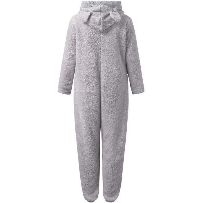 Combinaison Pyjama Femme Onesie Ensemble Pyjama Costume d animal Super Doux et Confortable Gris Cdiscount Pret a Porter