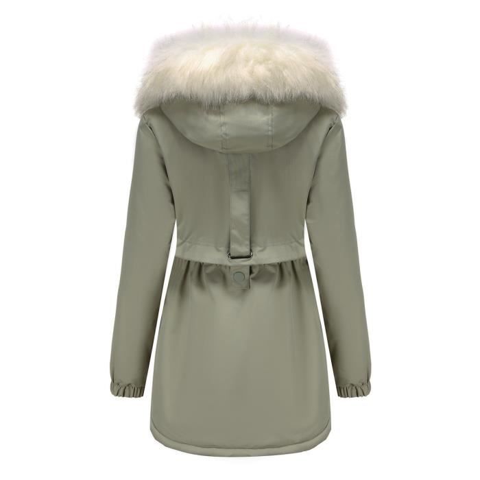 Parka Capuche Femme Hiver Avec Fausse Fourrure Veste Mi longue