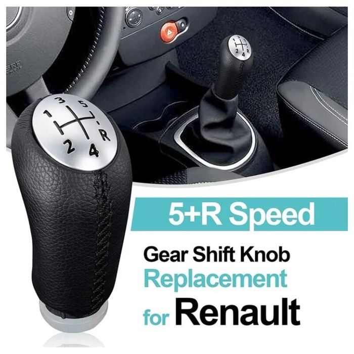 Pommeau De Levier De Vitesse Pour Renault Clio 2 (1998-2005) - Design D, Cuir Et Plastique - Améliore L'intérieur Et La Prise En Main