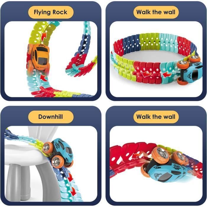 Circuit Voiture Enfant Electrique - Piste de Course Flexible - 184PCS - Blanc - Jouet éducatif - Jeux - Jouets