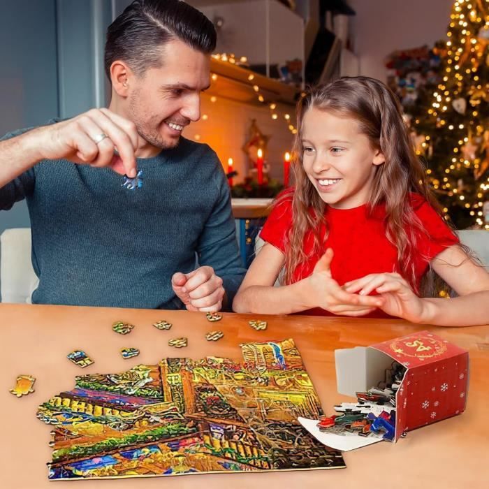 Calendrier De L'avant 2025 Grinch Puzzles Enfants Adultes 24 Boîtes 1008 Pièces Compte Rebours Noël Décoration Murale 52 X 75 Cm - Maison