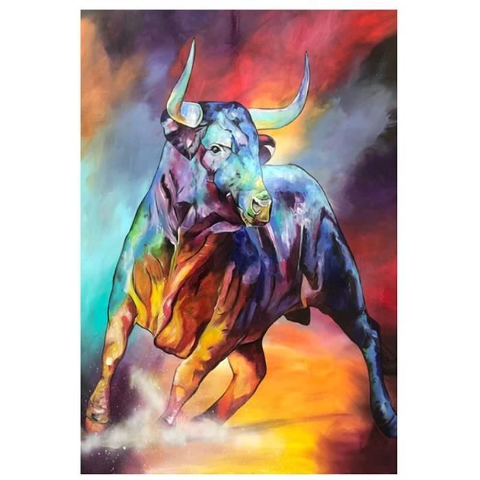 Toile Murale Extra Large à 8 Panneaux Avec Motif De Taureau Et Ours Avec Réseau Mondial HD Pour Décoration D'intérieur, Salon, Chambre à Coucher, Bureau – 81,3 X 243,8 Cm