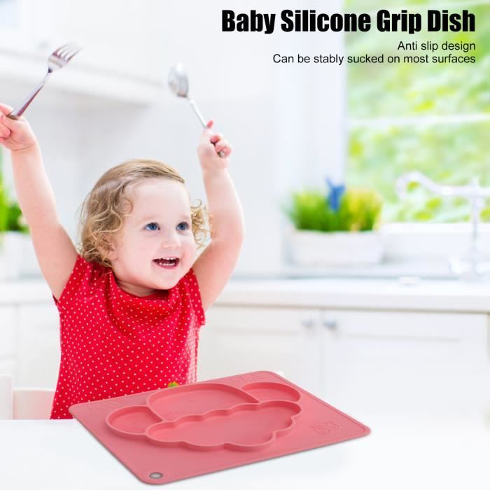 Badabulle Assiette Anti-Dérapante Rose Intense - Idéale Pour Bébé