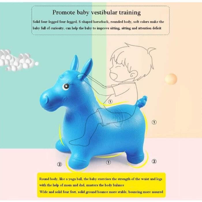 Relaxdays Licorne ballon sauteur cheval avec pompe gonflable jouet
