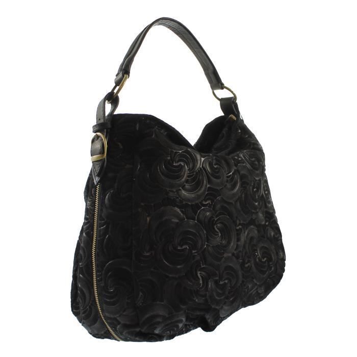 OH MY BAG Sac main femme en cuir su d noir Achat Vente Sac