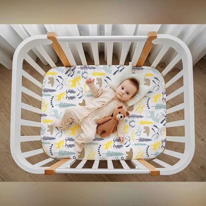2 Draps Housse Bébé Couffin - Polyester Doux Réglable - Literie Enfant