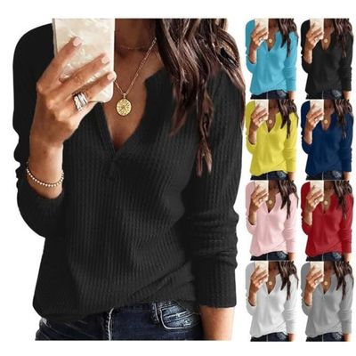 Femme blanc Chemise Sweat shirt taille L col en V a manches longues Blanc Cdiscount Pret a Porter