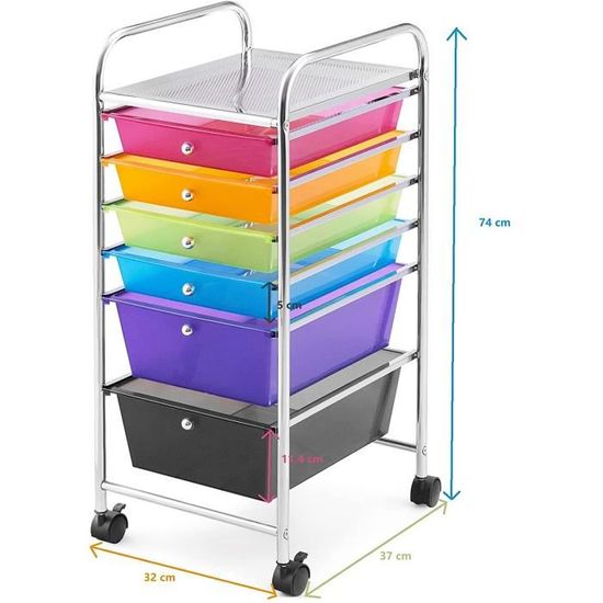 GIANTEX Chariot à Roulettes 10 Tiroirs - Chariot Rangement Salle De Bain Cuisine Bureau Avec Roues Verrouillables