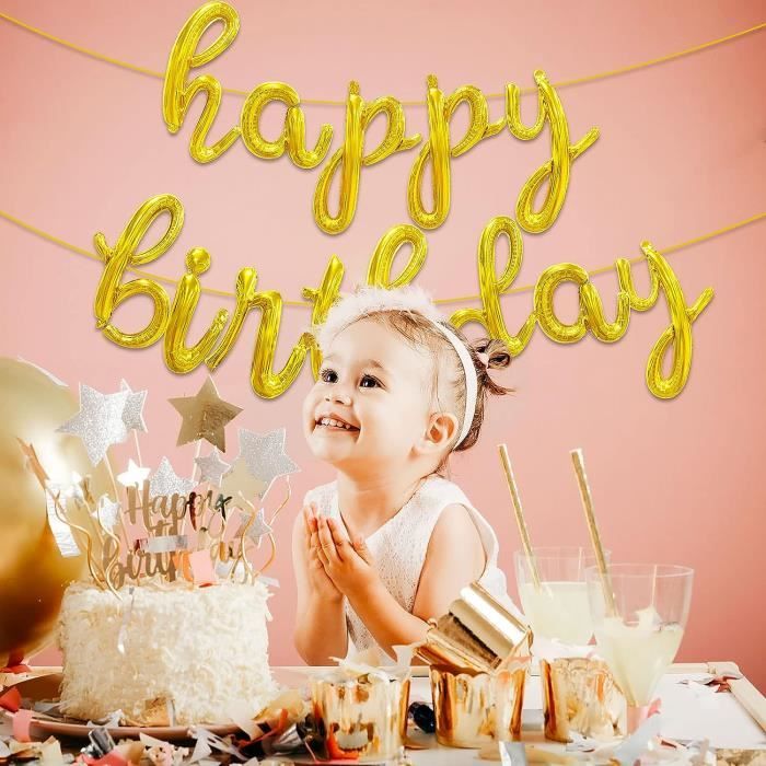 Banderole Joyeux Anniversaire Arc-en-ciel – 16 Ballons Latex Assortis Et Rubans – Décoration Fête Pour Tous âges