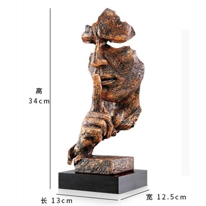 STATUETTE,Silver-27cm--Masque de bureau Silence Is Golden 27cm, Statue