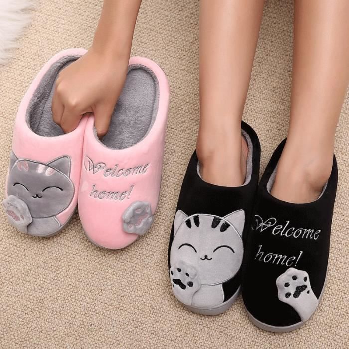 Pantoufle shop chat femme