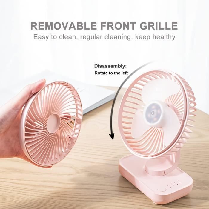 Ventilateur De Bureau USB Rechargeable - 4 Vitesses - Silencieux - Pivote à 90° - 4000mAh