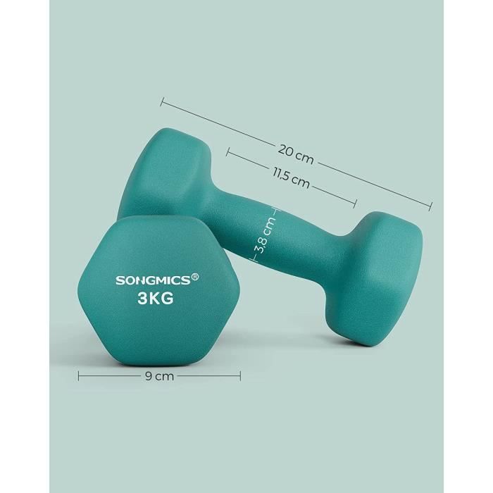 Ensemble de 2 haltères hexagonales de 3 kg avec poignée