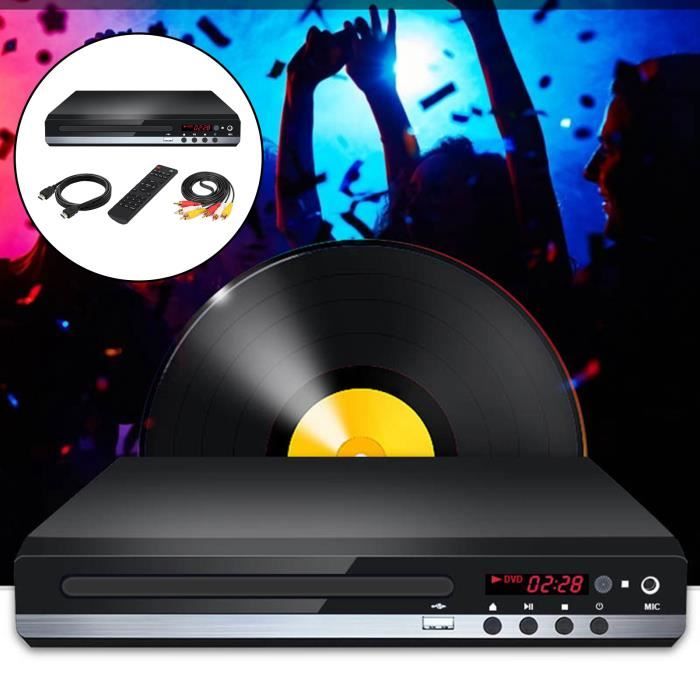 Lecteur DVD compact pour TV, lecteur DVD multi-régions, MP3, lecteur DVD/CD  pour la maison, avec HDMI/AV/USB/MIC, (pas lecteur DVD Blu-ray) :  : Électronique