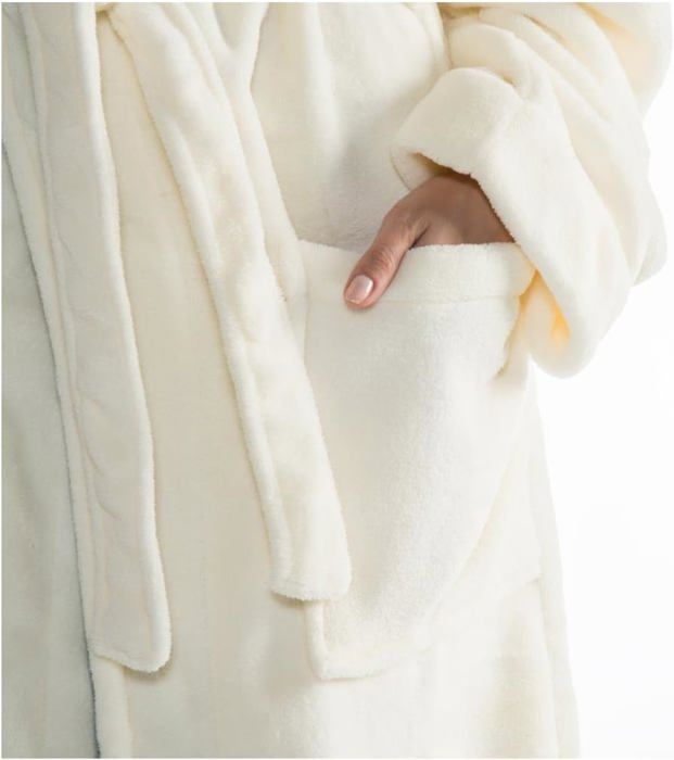 Nevada Peignoir De Bain Col Ch?�le De Deux Couleurs Longue Poches Appliqu?�es Femme Homme Unisexe 