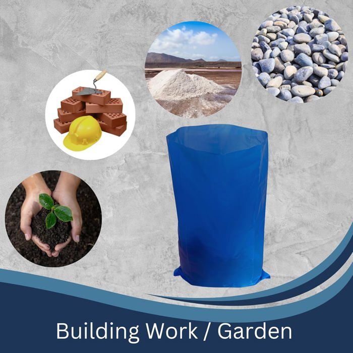 Lot De 14 Grands Sacs à Gravats Bleus Très Résistants Pour Débris De