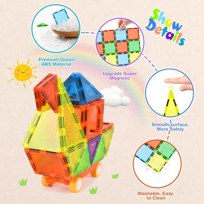 Blocs de Construction Magnétiques Construction Magnetique Enfant 122 ...